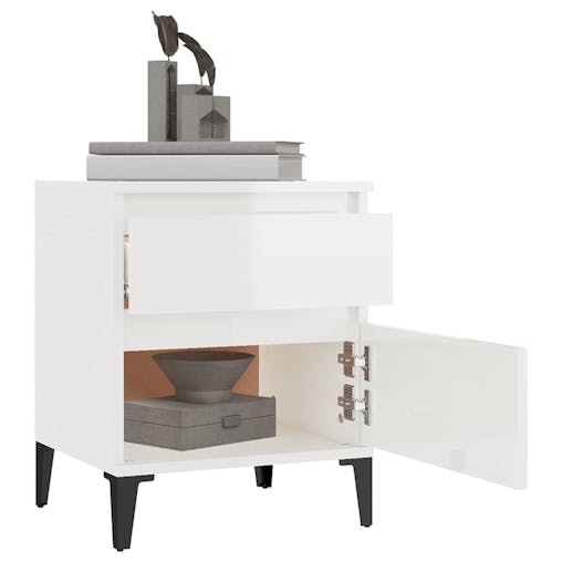NNEVL Bedside Cabinet High Gloss White 40x35x50 cm