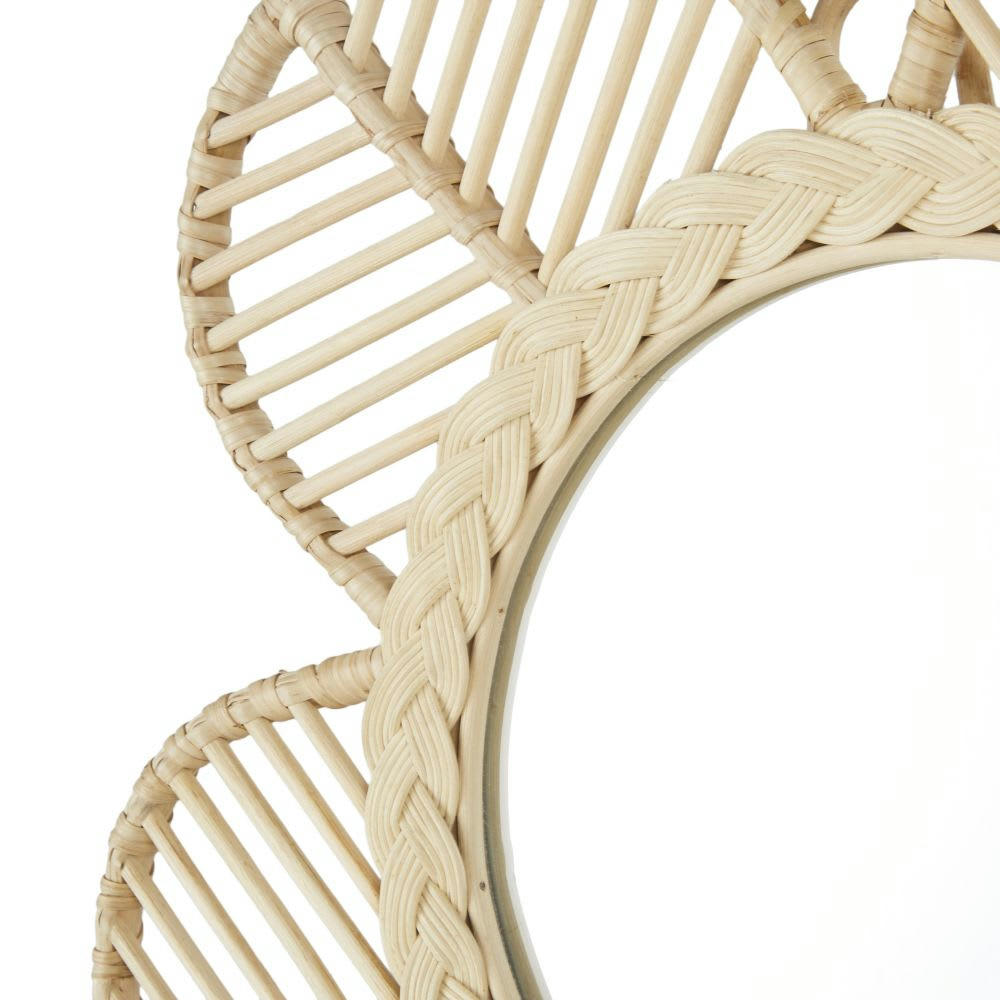 FLORA - Miroir fleur en rotin beige 57x55