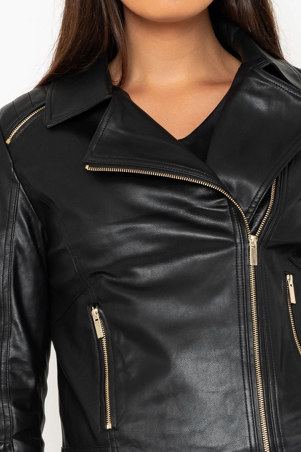 Black Faux Leather Biker Jacket