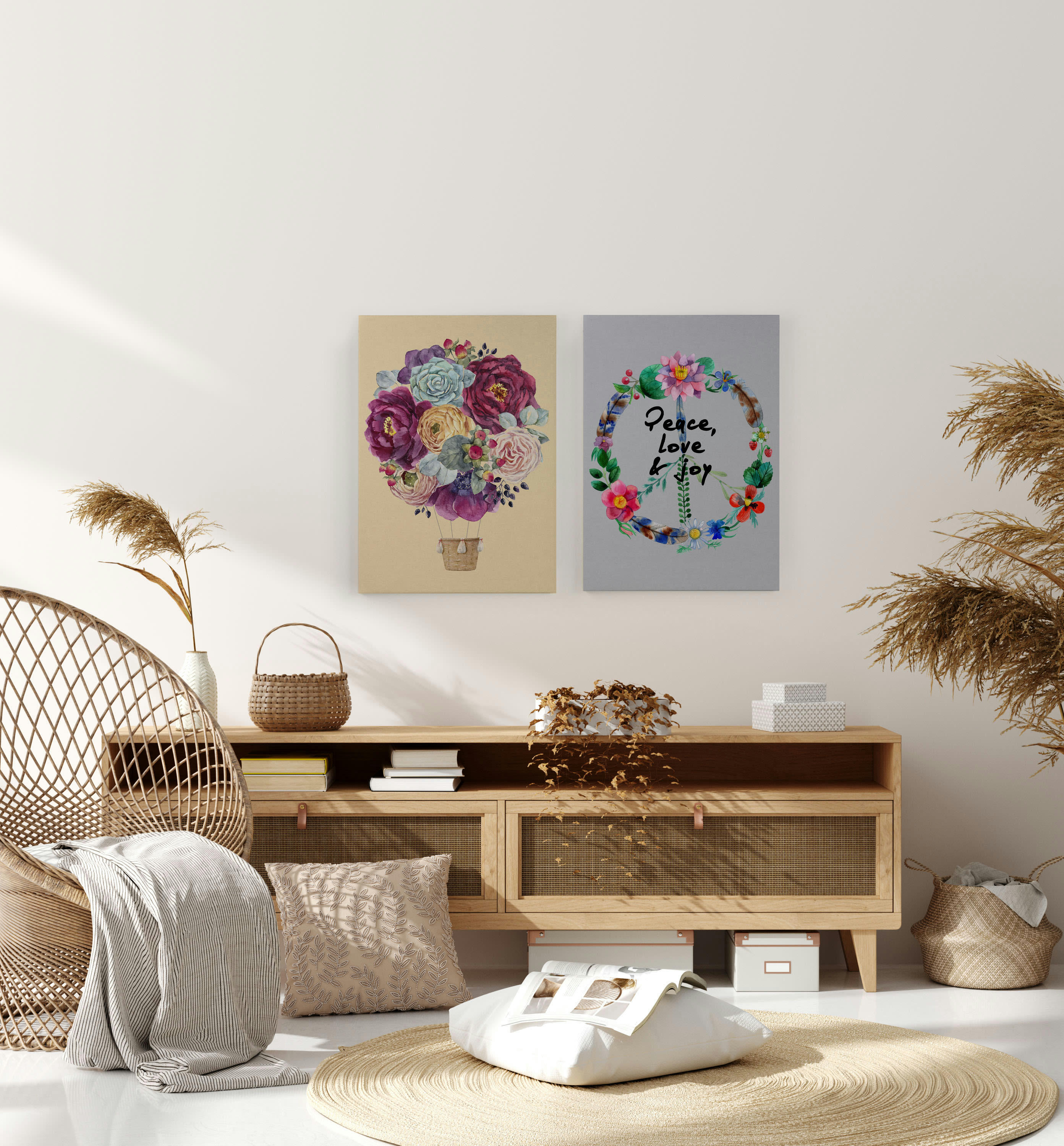 FLORAL BALLOON - Peinture sur toile 60x40 imprimé HD ballon à fleurs