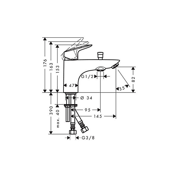 Mitigeur bain douche mécanique monotrou HANSGROHE Logis C2