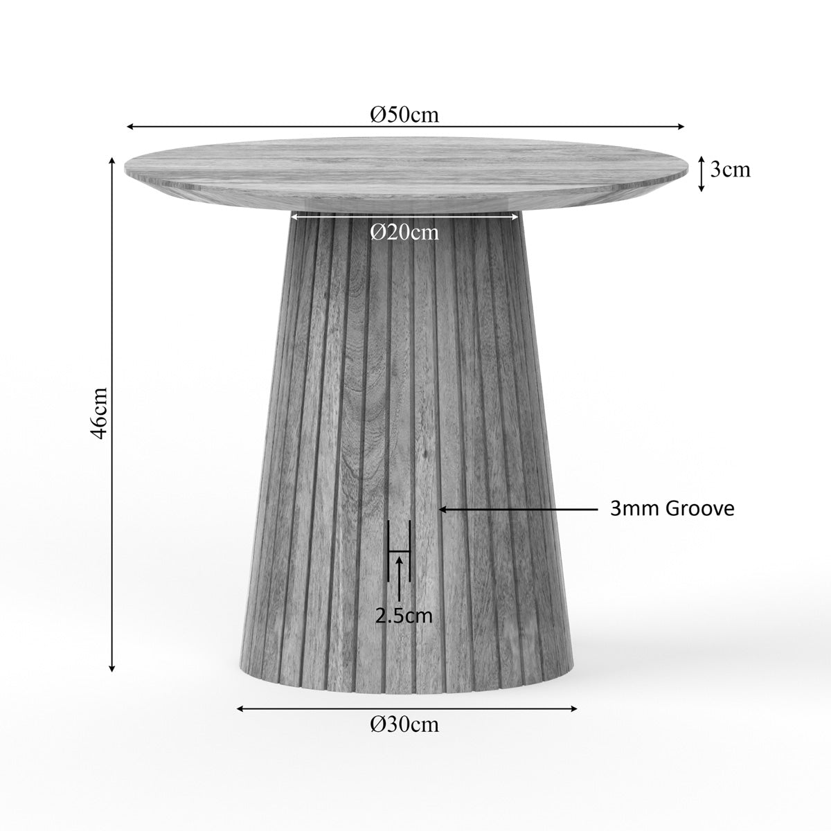StarFurn Salontafel Solana - Rond Taupe Hout - 50x50x46cm