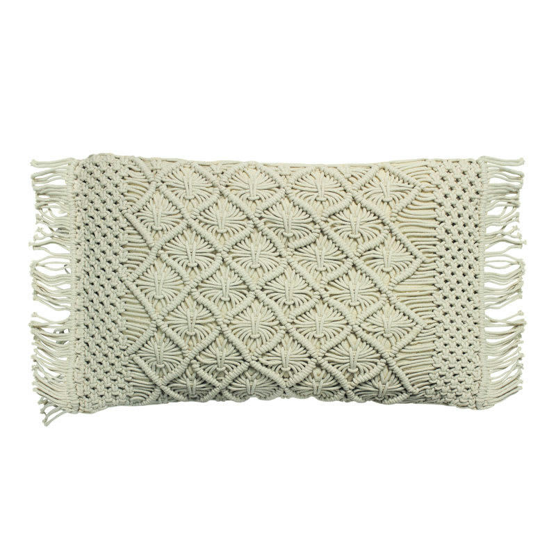 MACRAME - Coussin macramé en coton tressé naturel 40x60