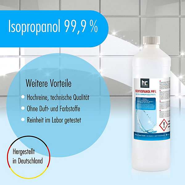 Isopropanol 99,9% 1 x 1 L - Alcool Ispopropylique Pour Nettoyer Et Dégraisser - Solvant Puissant - Polyvalent