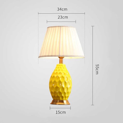 SOGA Textured Ceramic Oval Table Lamp with Gold Metal Base Yellow