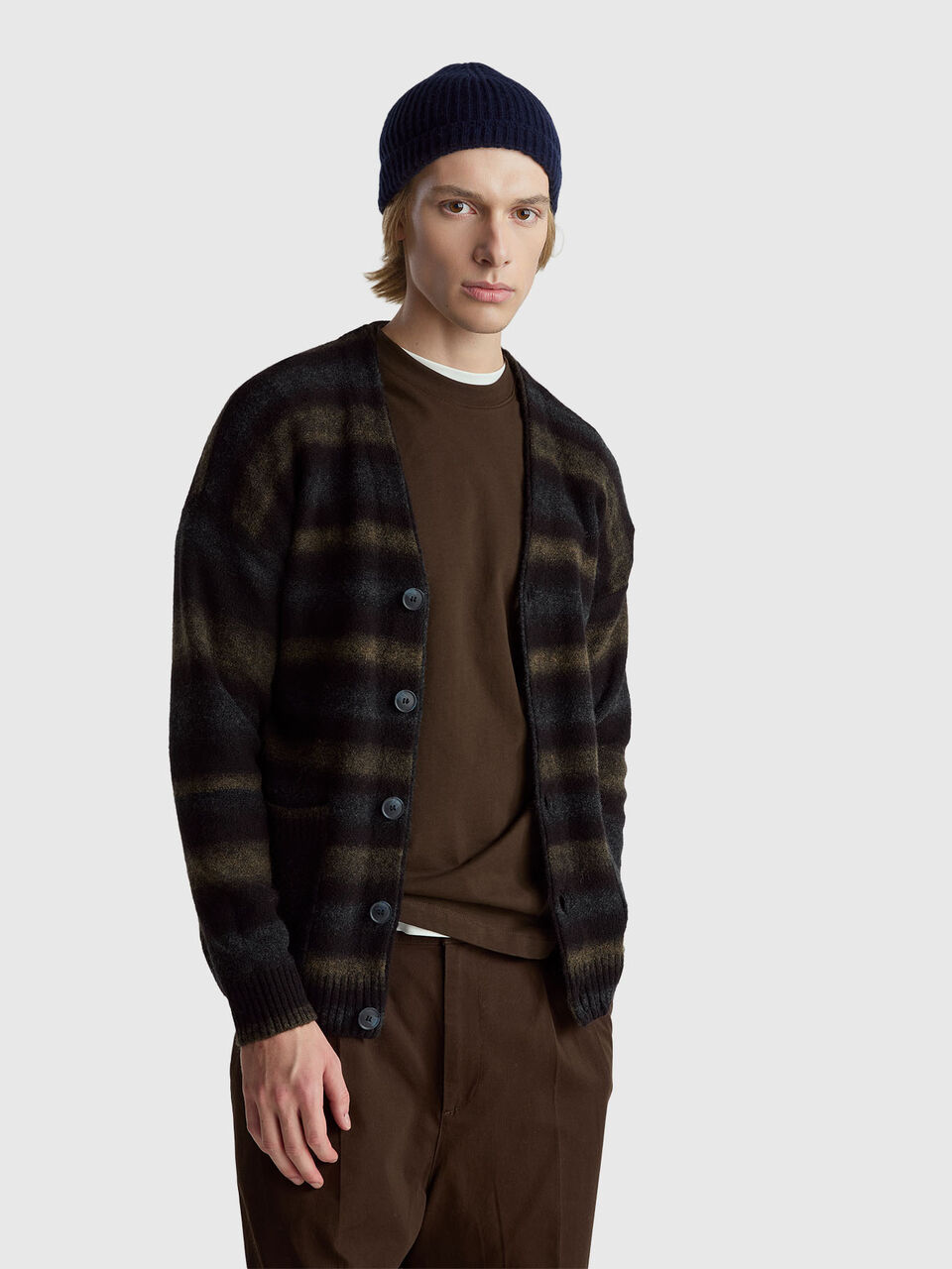 Cardigan in alpaca and wool blend