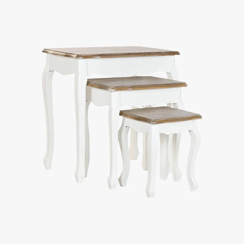 Conjunto de Três Mesas de Apoio Brancas 60X40X61 VERSAILLES