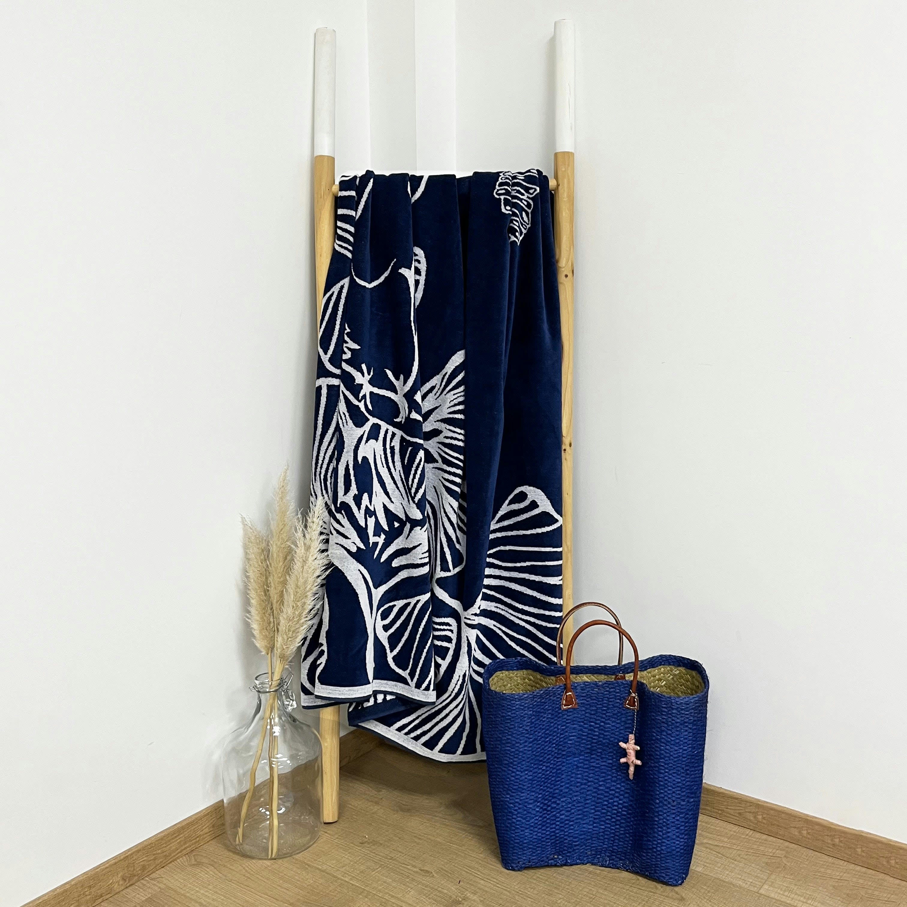 PLAGE - Serviette de plage éponge velours Jacquard Kapidani 140x200 420g/m²