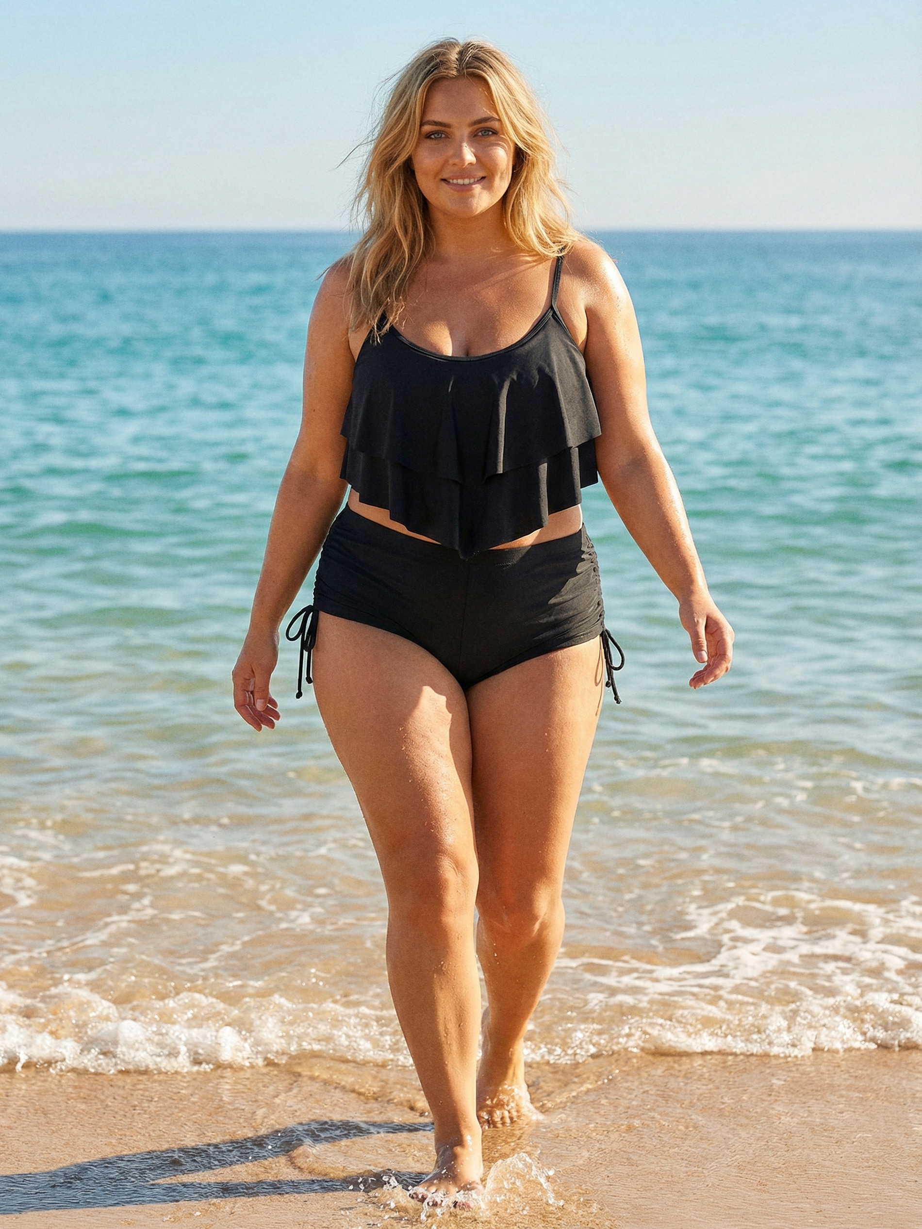 Góra od bikini typu beach top z falbaną