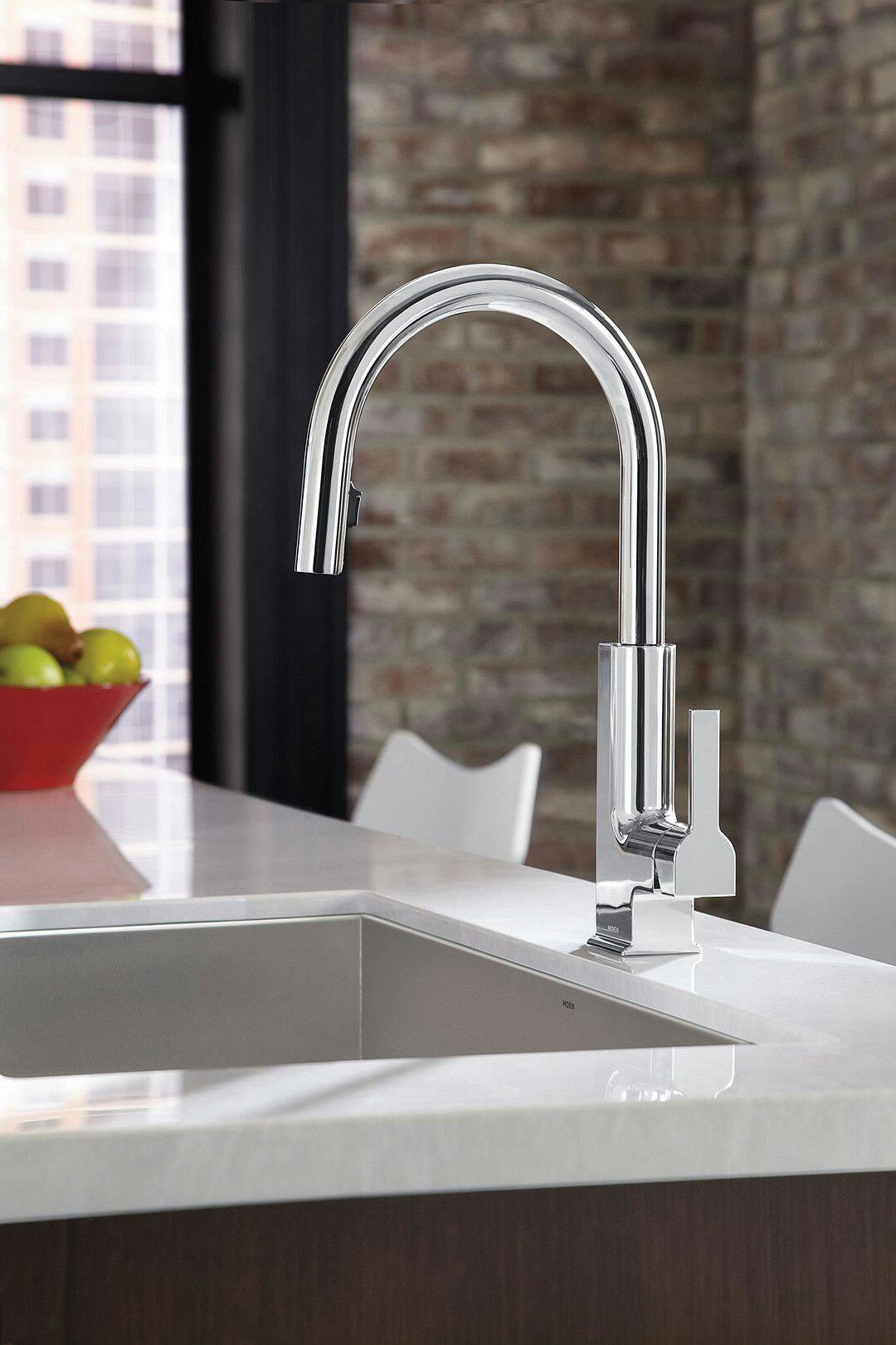 Moen® STO Single Handle High Arc Pull Down Kitchen Faucet with Power Boost, Matte Black