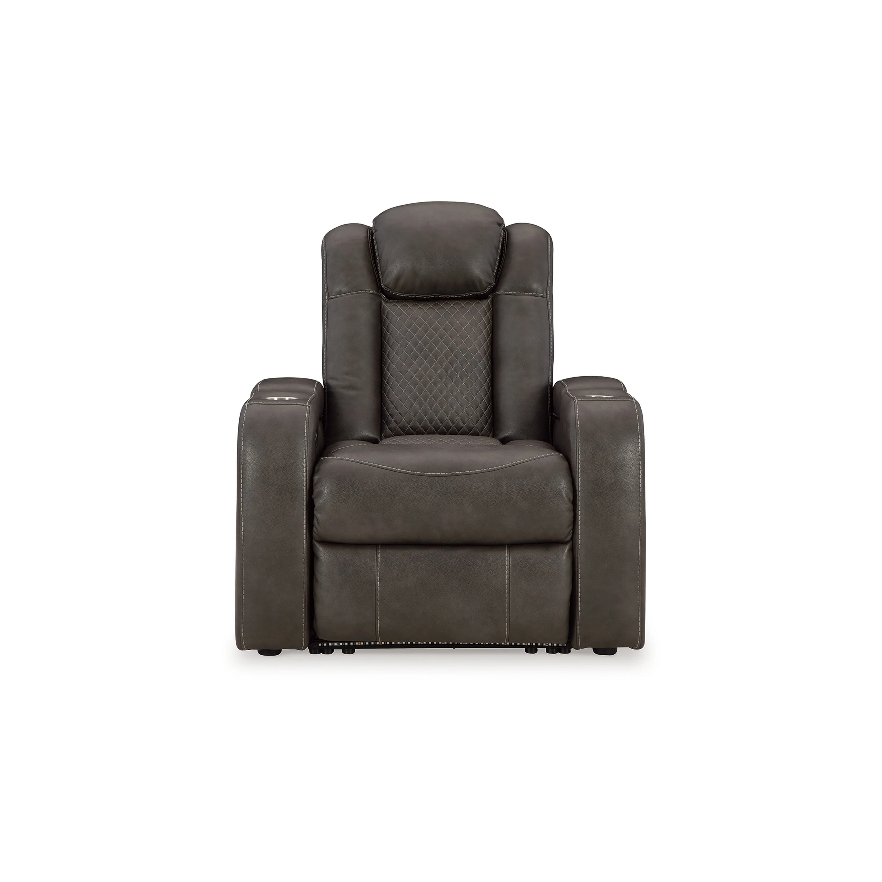 Fynne LED Power Recliner Chair, Cupholder, USB Port, Gray Faux Leather