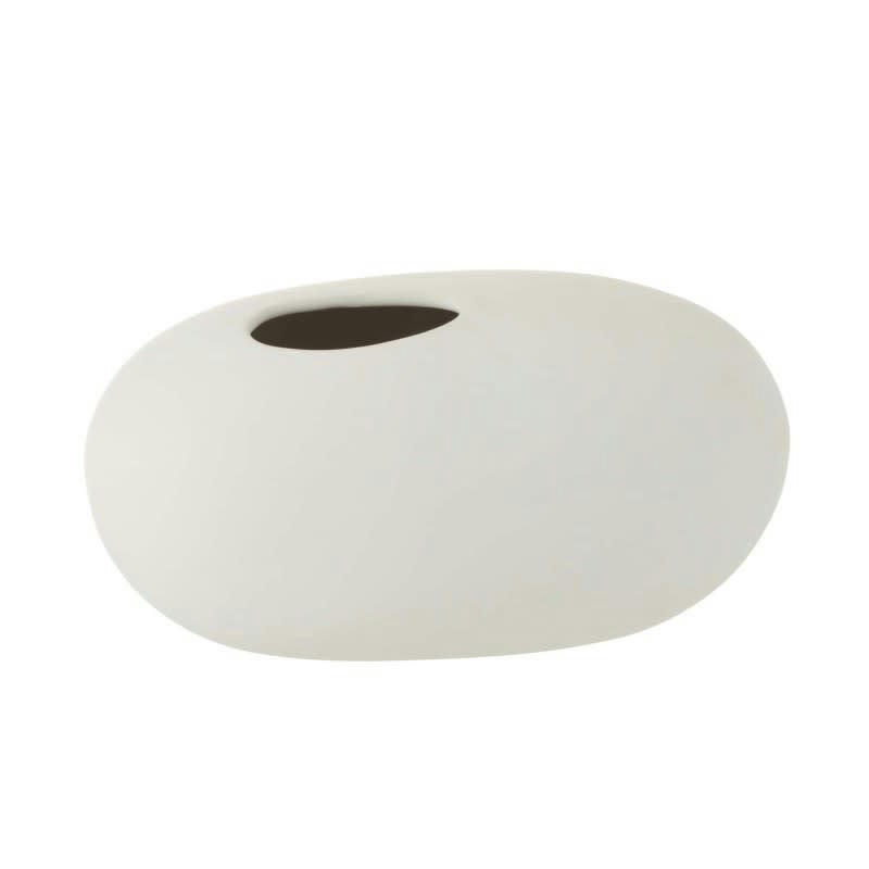 - Vase ovale en céramique blanc mat 25x15x13cm