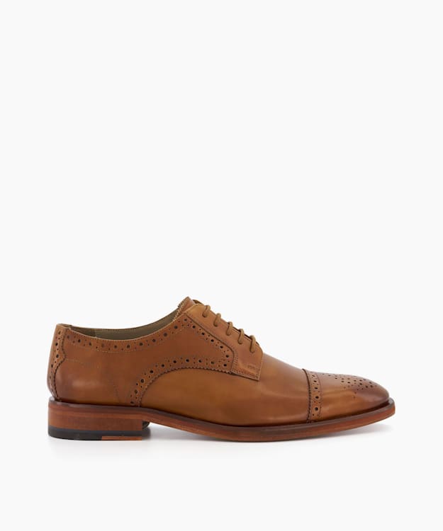 Bridgford Tan - Leather Derby Brogue Shoes