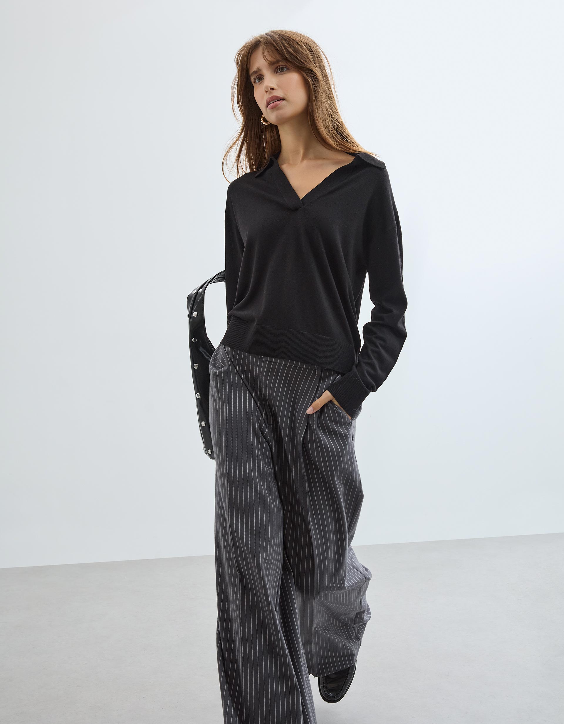 Polo com Caxemira, Mulher, Preto