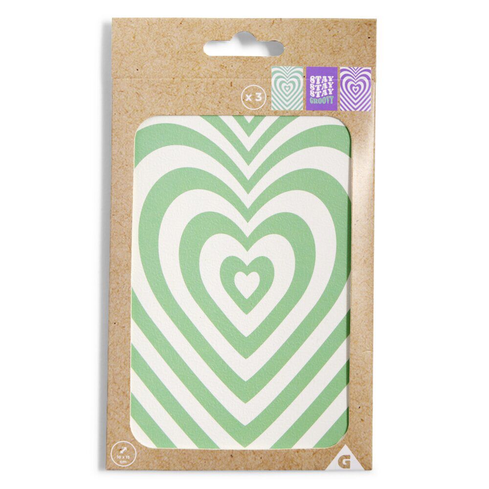 Lot de 3 affiches papier vert et violet 10x15cm