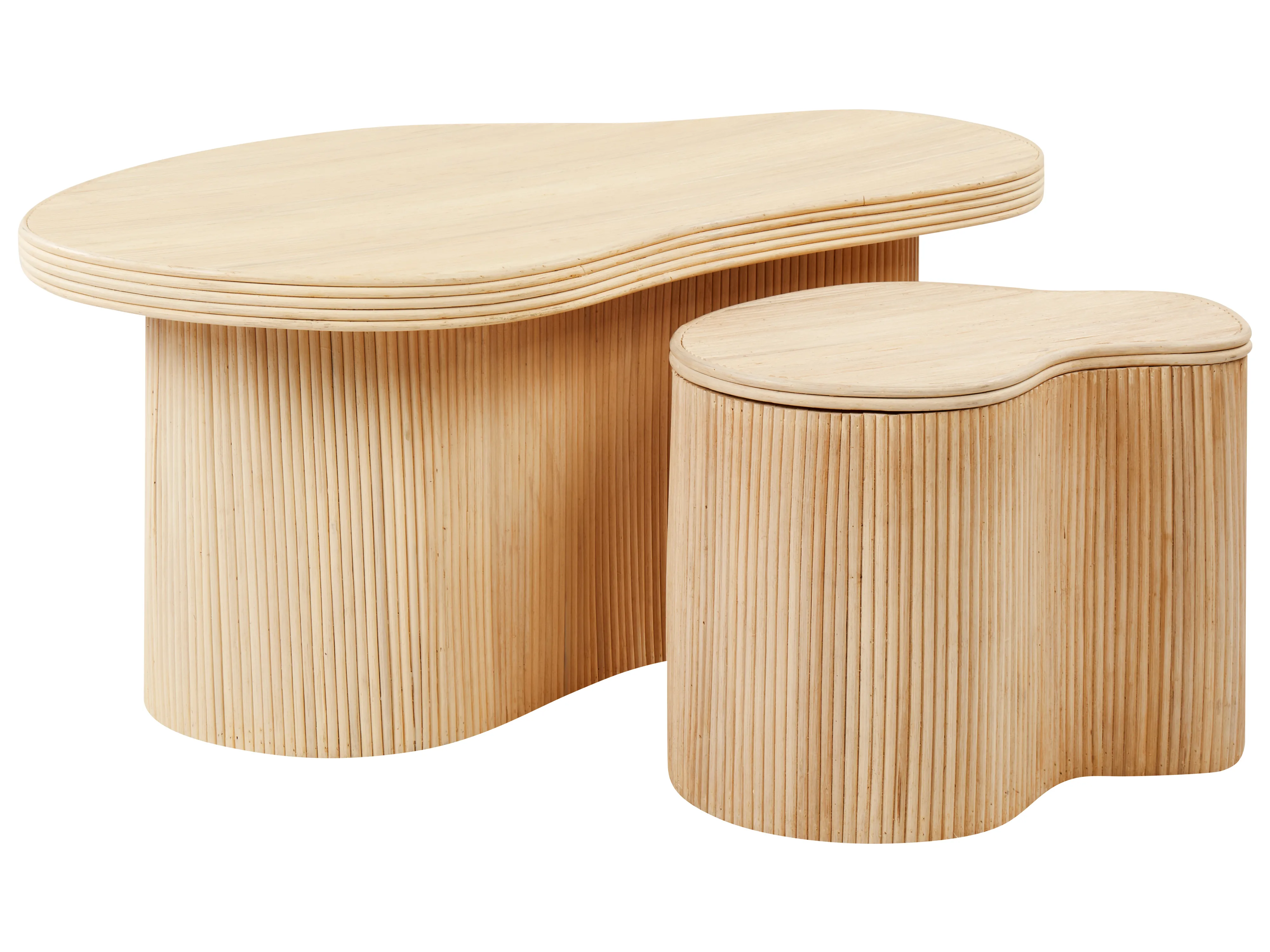 Set of 2 Coffee Tables SALANTI Rattan Natural with Storage