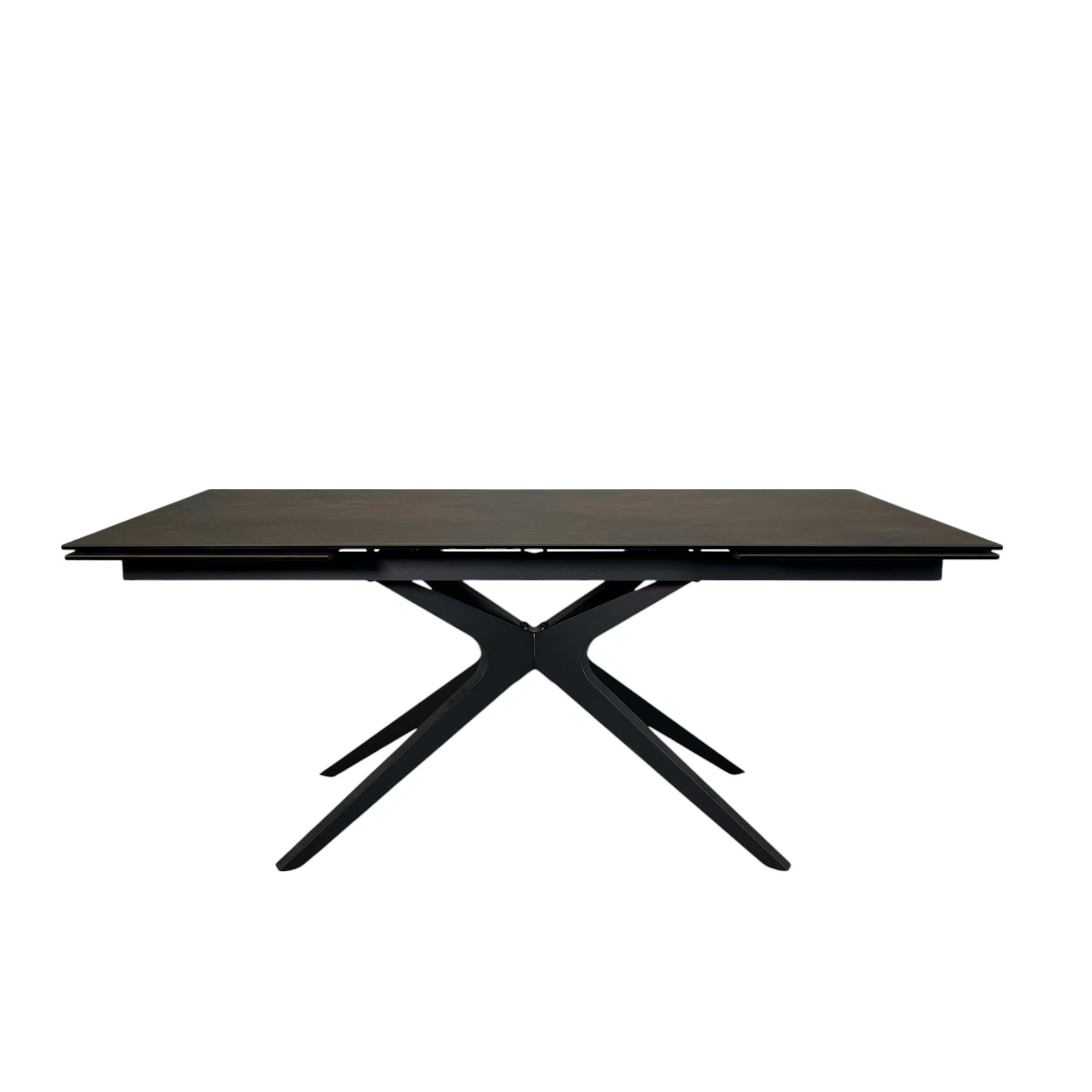 Table à manger extensible 180-280 cm céramique effet rouille pied croisé LOMBARDIE