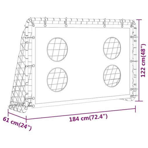 NNEVL Soccer Goal Training Net Steel 184x61x122 cm