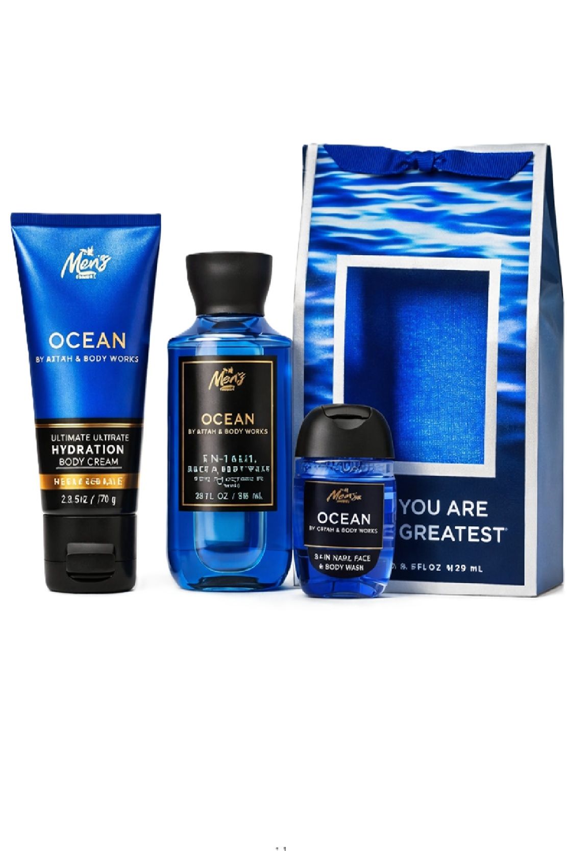 Bath & Body Works Ocean Mini Travel Size compact Gift Set – Mist, Body Cream & Hand Gel