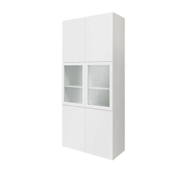 Bibliothèque blanche avec 2 portes vitrées GoodHome Atomia H. 225 x L. 100 x P. 47 cm