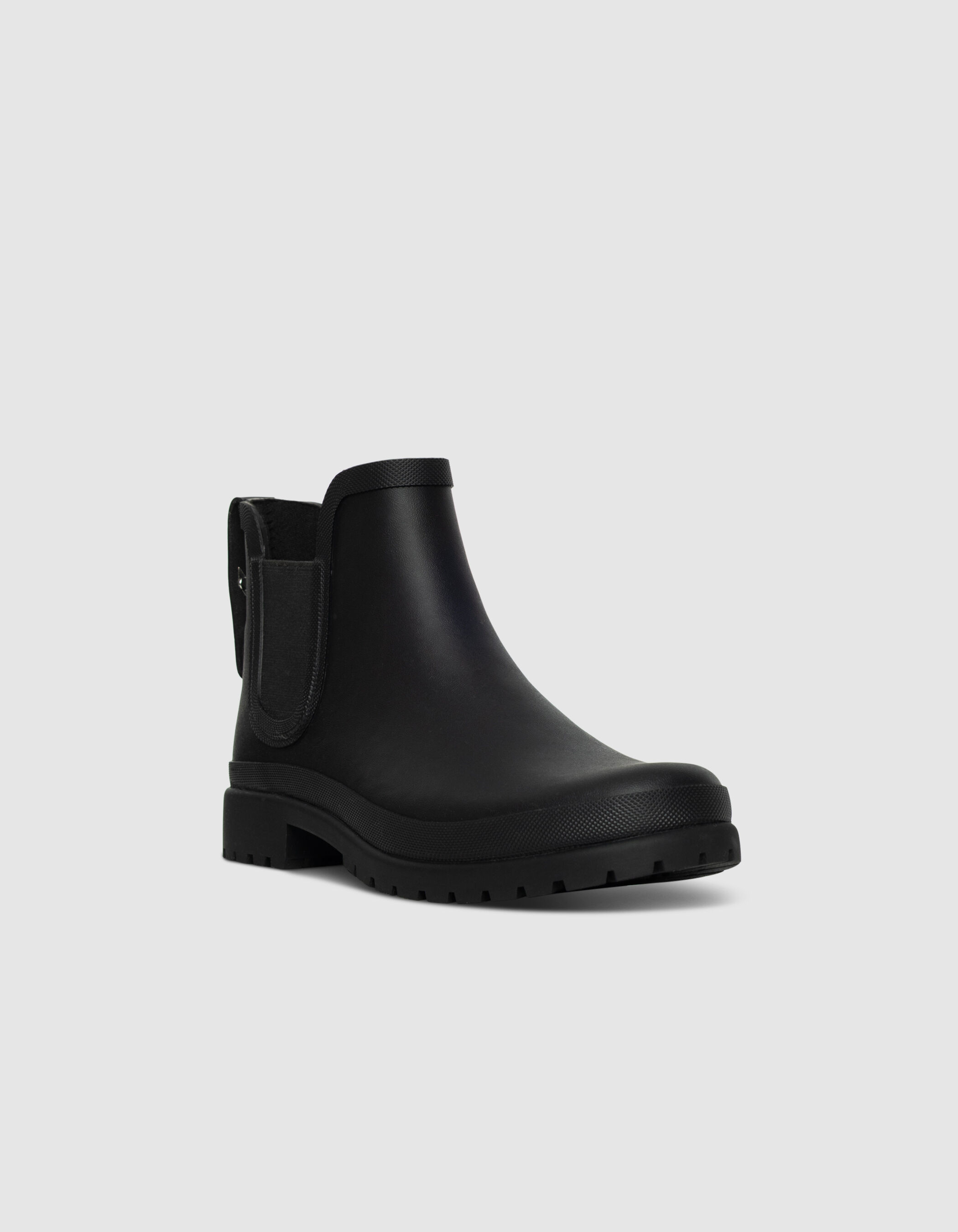 Chelsea boots de pluie noirs semelles crantées Femme