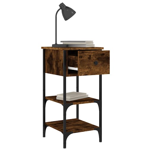 NNEVL Bedside Cabinets 2 pcs Smoked Oak 34x36x70 cm Engineered Wood