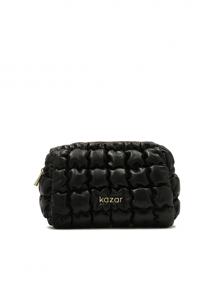 Luxury quilted leather cosmetic bag