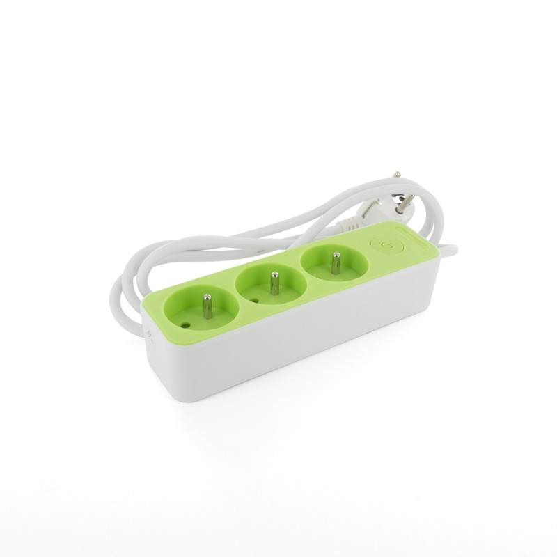 Multiprise 3 prises blanc et vert 3 x 1,5 mm² 1,5 m CHACON