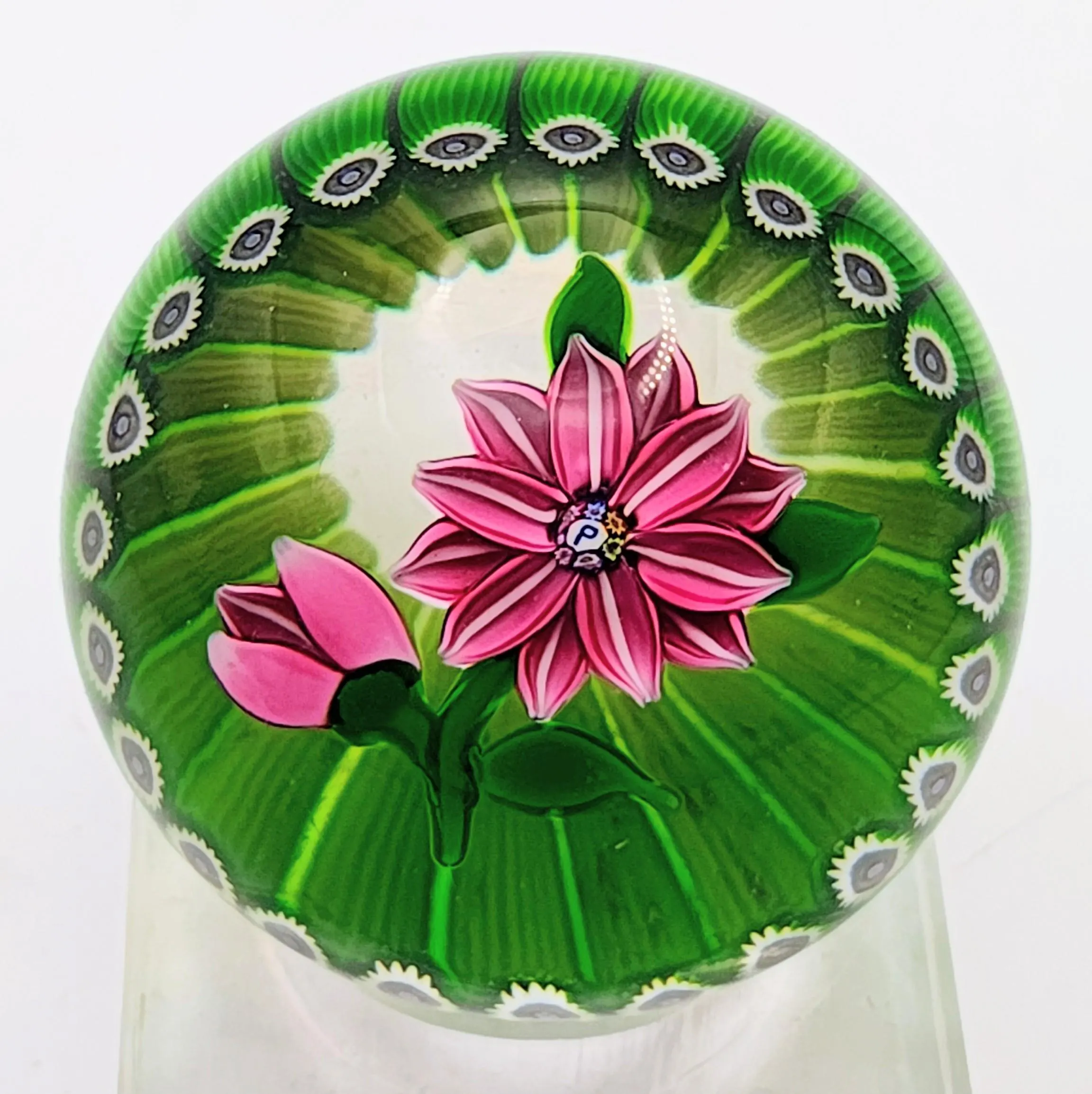 Perthshire 1978F Limited Edition rare ' miniature clematis ' Scottish Glass Paperweight Vintage Collectible