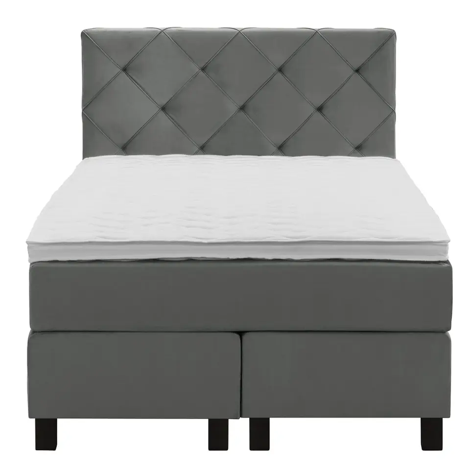 Boxspring Liv geruit - grijs - 120x200 cm - vierkante poot