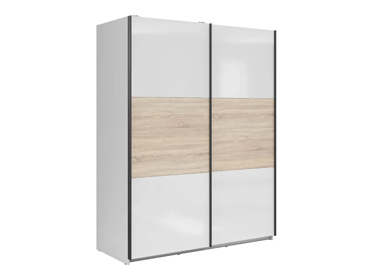 Szafa przesuwna Tetrix 153 cm biały połysk/dąb sonoma
