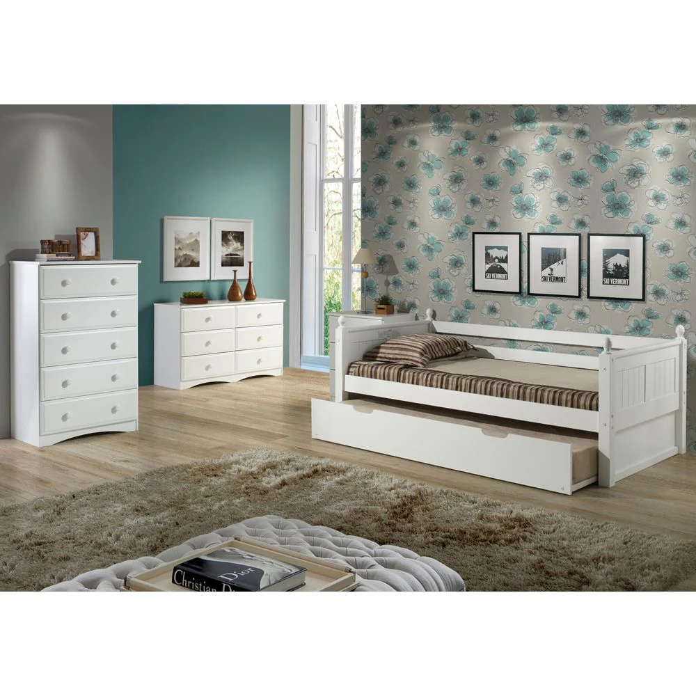 Camaflexi Wooden White Six Drawer Double Dresser