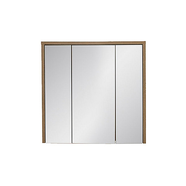 Meuble de rangement GABI 80 cm3 portes miroirFinition ardoise et boisMeuble suspendu