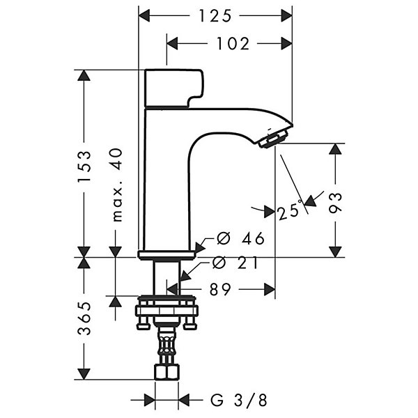 HANSGROHE Robinet lave-mains Metris 100 eau froide sans tirette ni vidage chromé