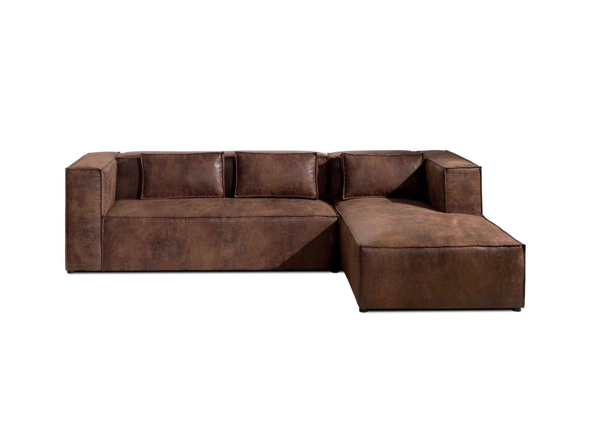 STELLA - Canapé d'angle droit 4 places en microfibre marron