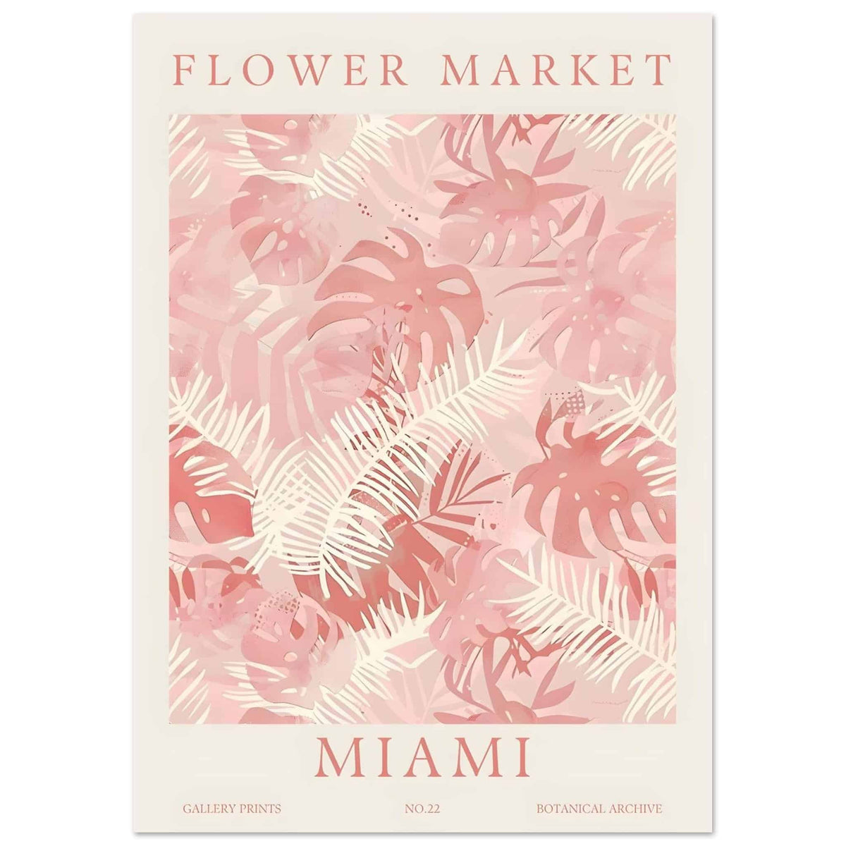 Artfulprints Poster Flower market - Miami  - A4 21x29.7 cm - Roze