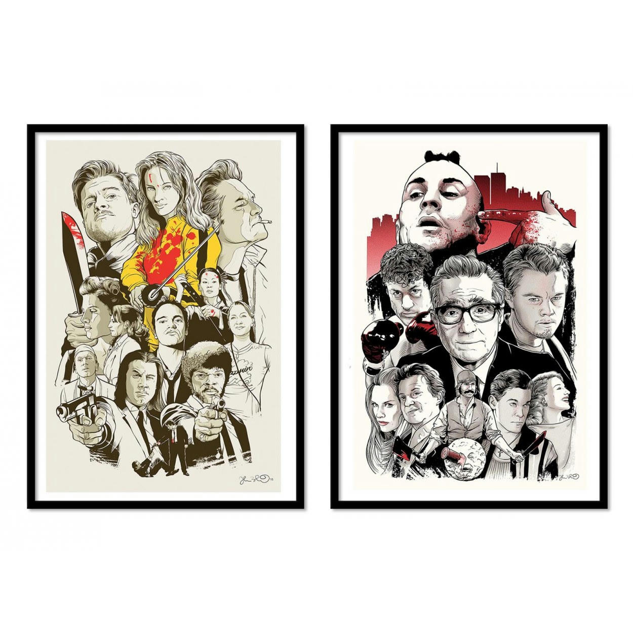 JOSHUA BUDICH - TARANTINO ET SCORSESE -  2 Affiches d'art 30 x 40 cm