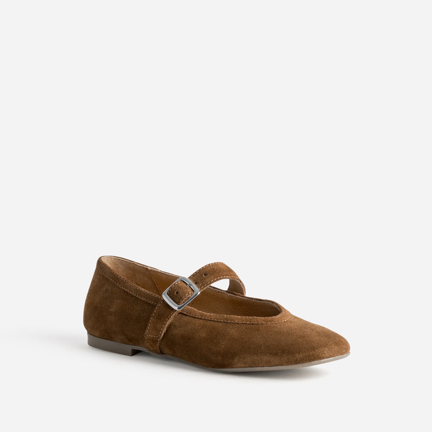 Babies camel cuir velours bout carré