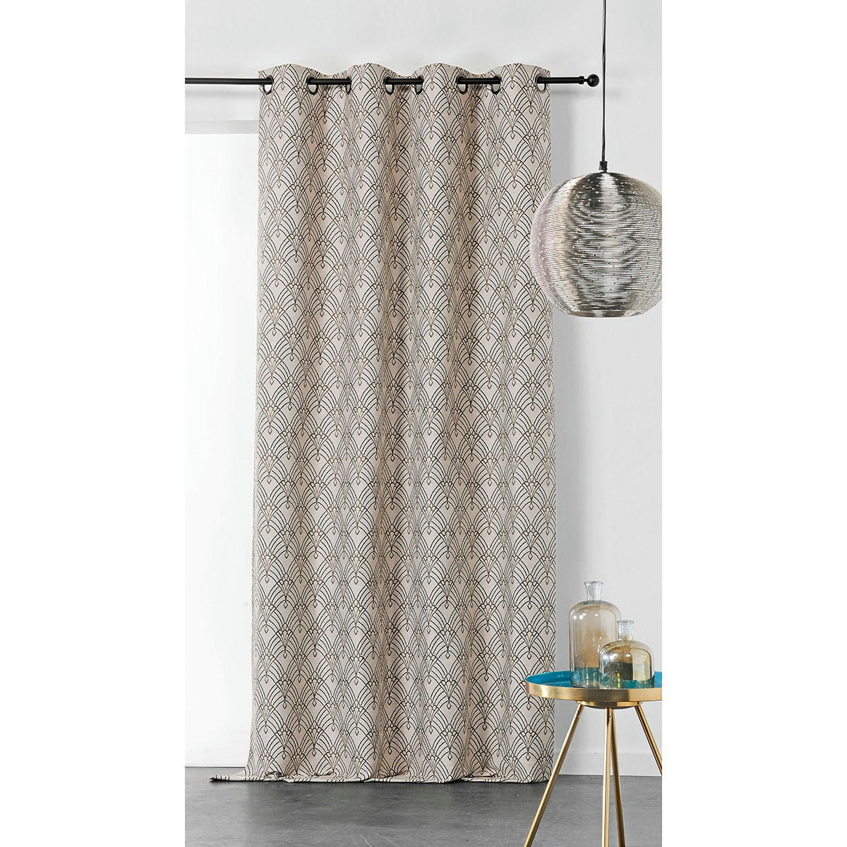 - Rideau art décoratif en jacquard polyester/jacquard beige 140x245 cm