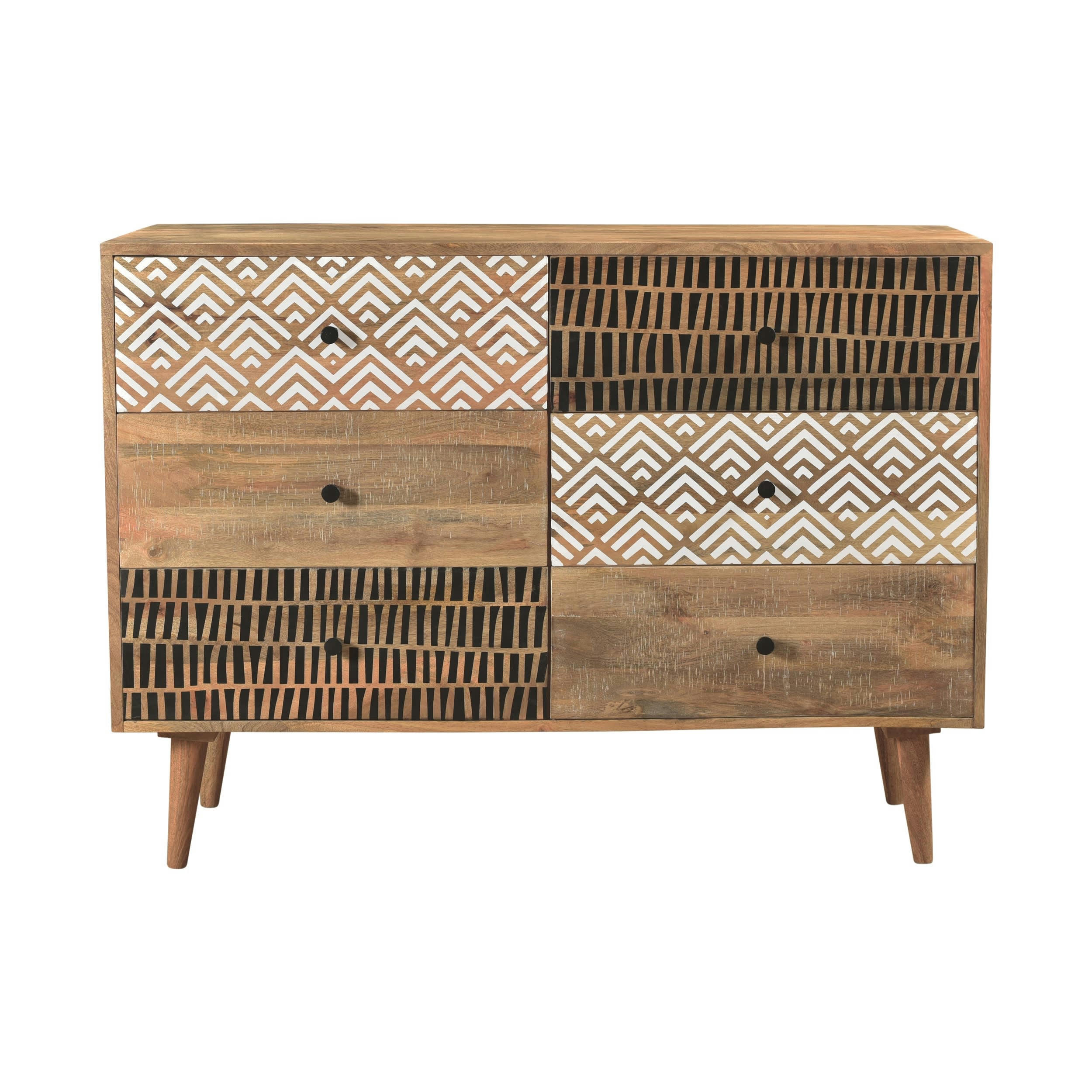 TALI - Commode en bois 6 tiroirs à motifs