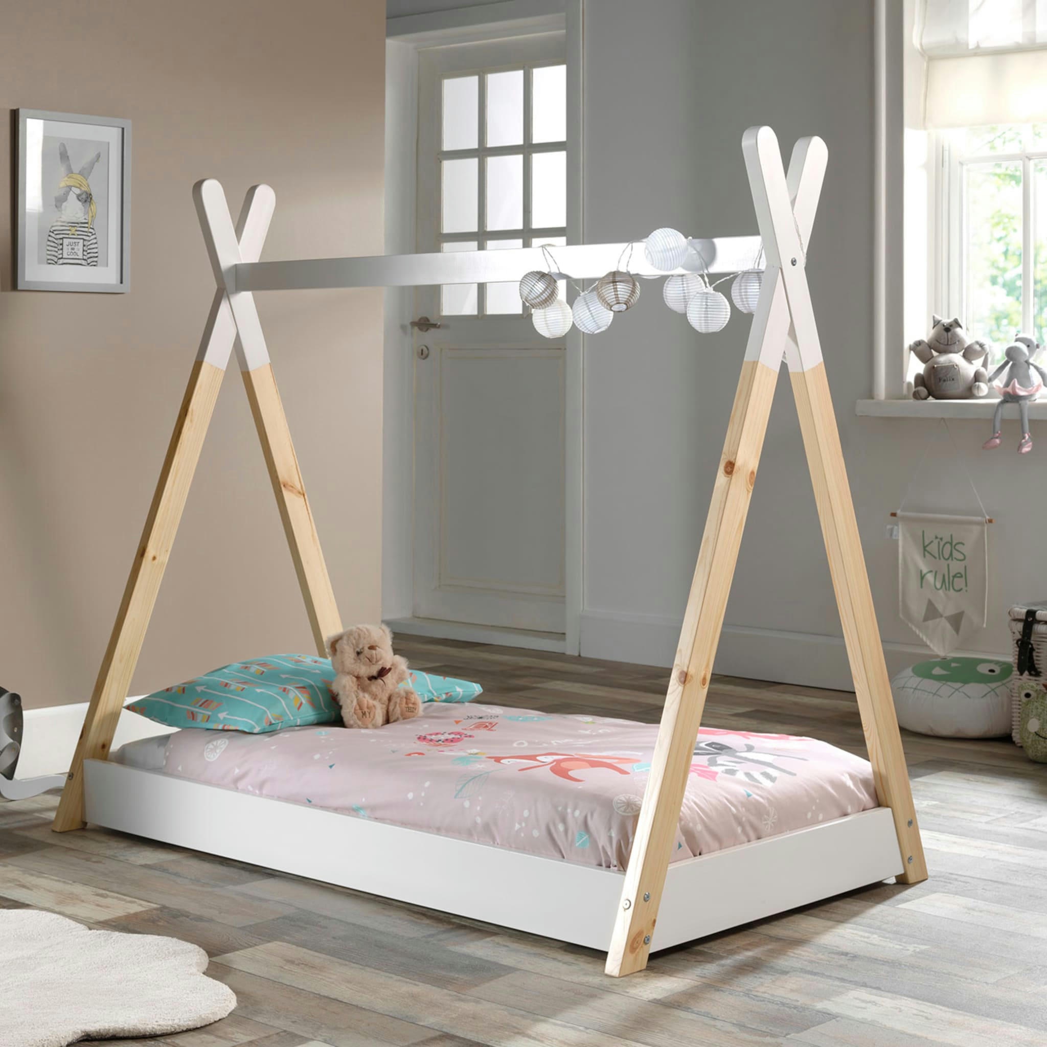 - Lit enfant tipi en bois blanc 90x200