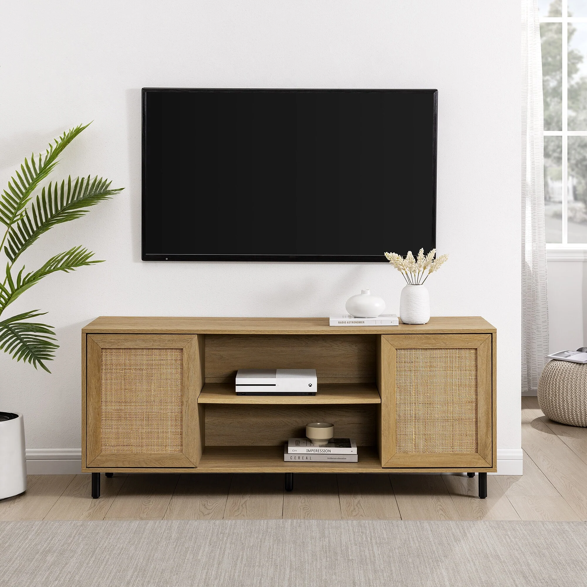 Middlebrook Designs Boho Rattan-Door TV Stand