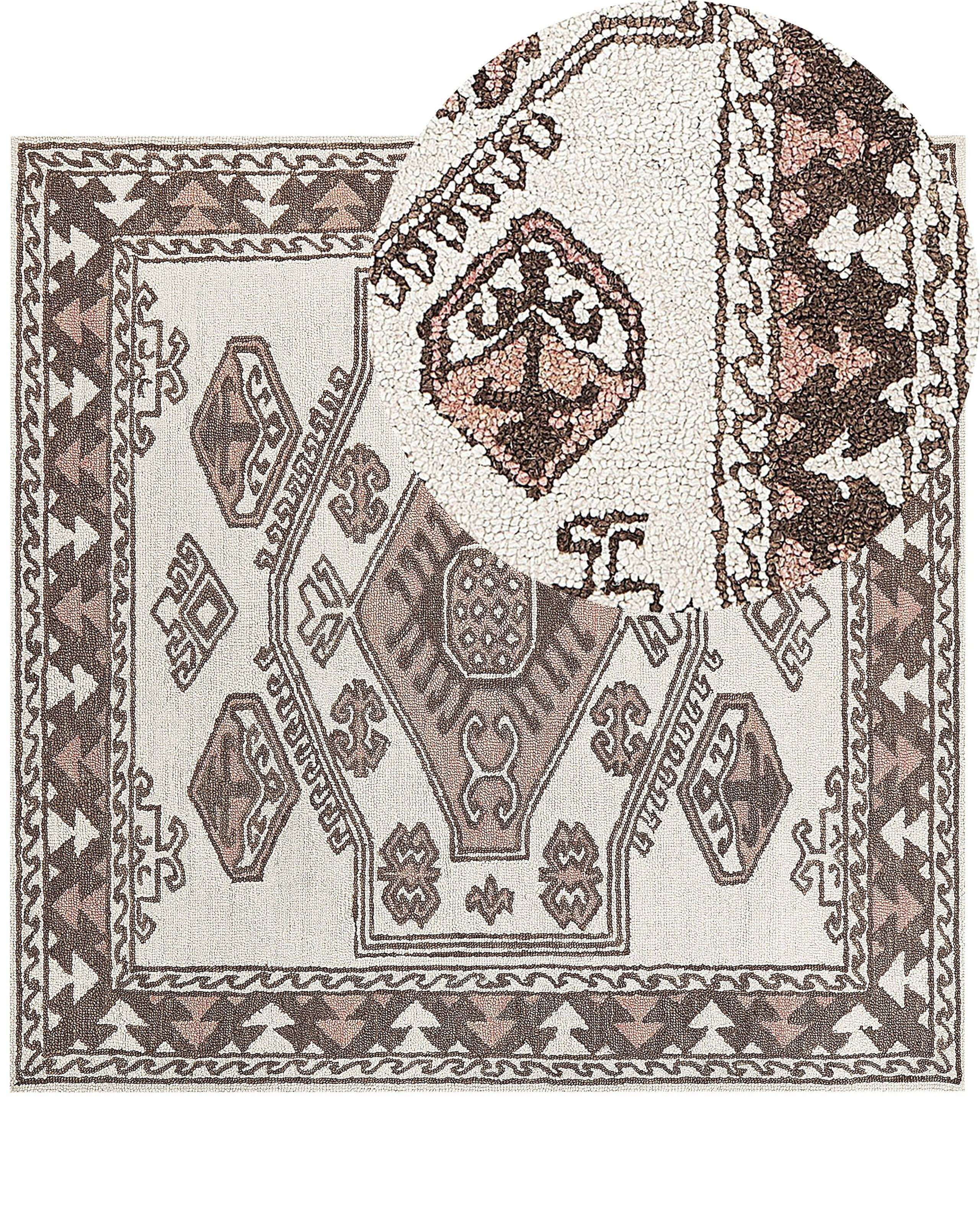 Dywan wełniany tkany 200x200 cm wielokolorowy