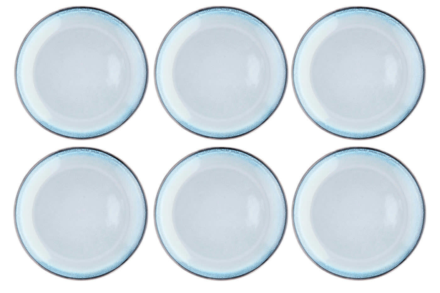 GENESIS - Lot de 6 assiettes plates en grès bleu D27