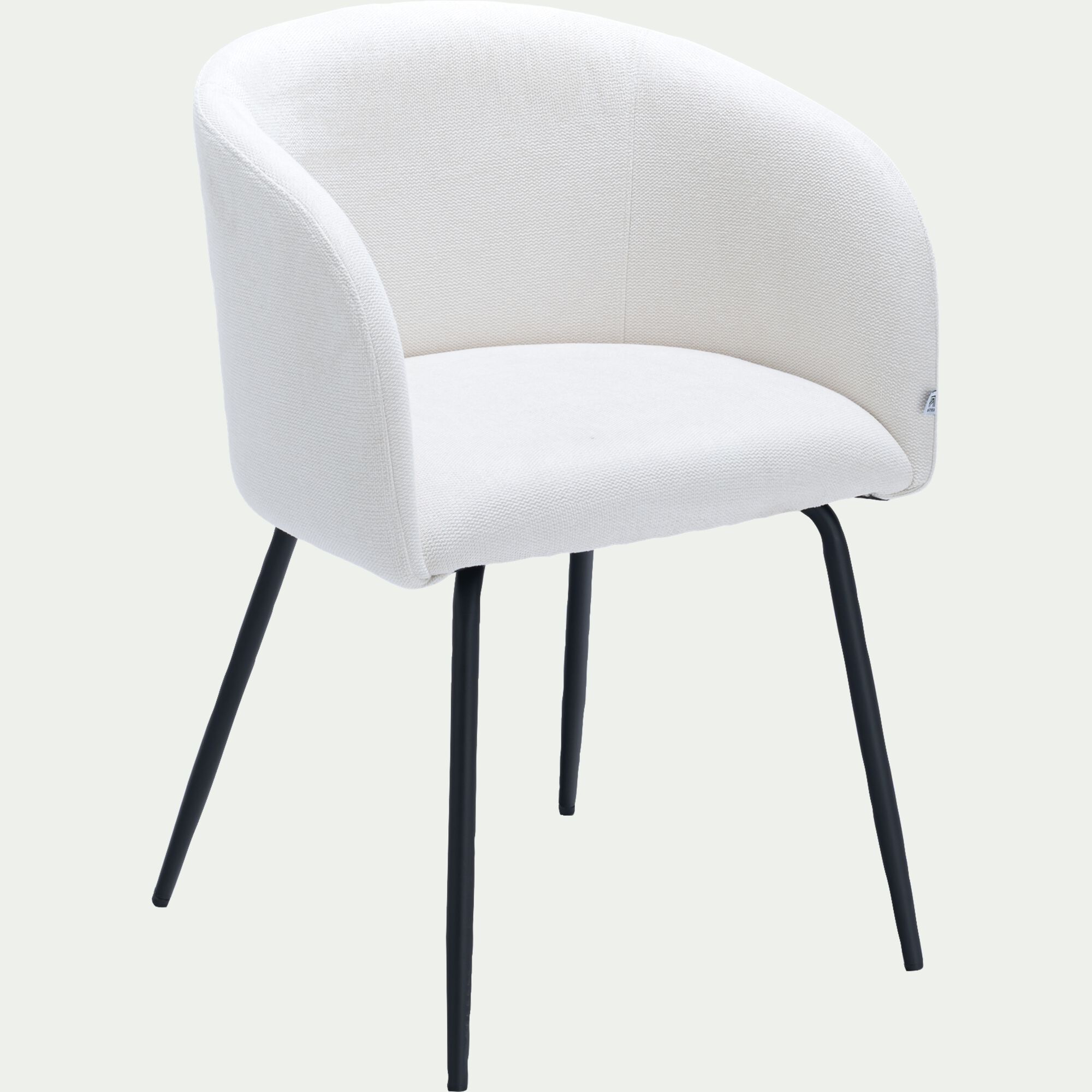 PEILLE - Chaise en tissu et métal avec accoudoirs - blanc ventoux
