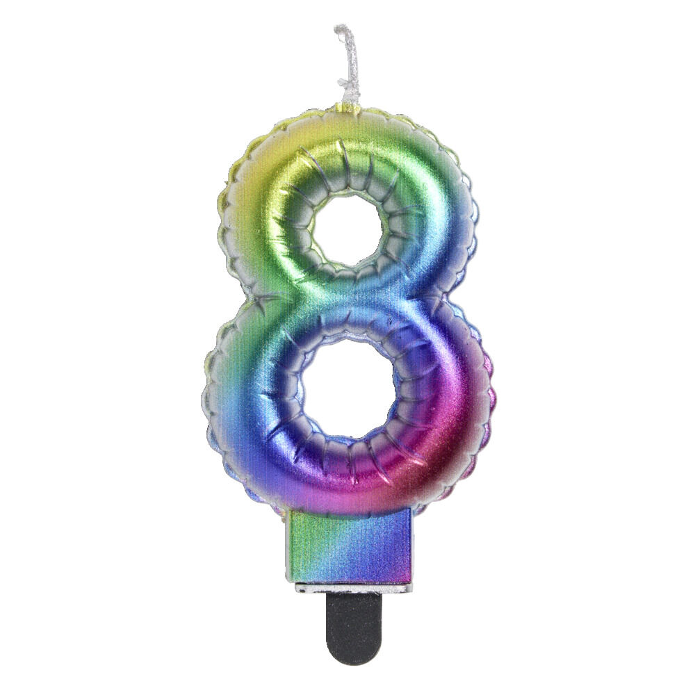 Bougie anniversaire chiffre 8 iridescent