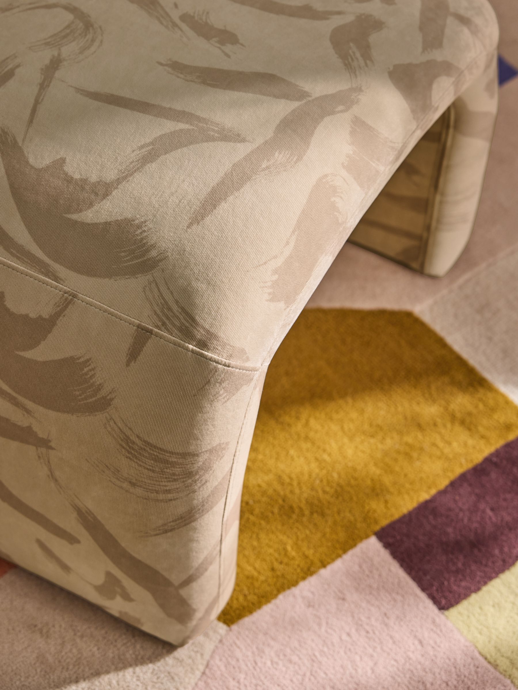 Beryl Stool in Natural Taupe Brushstroke Velvet