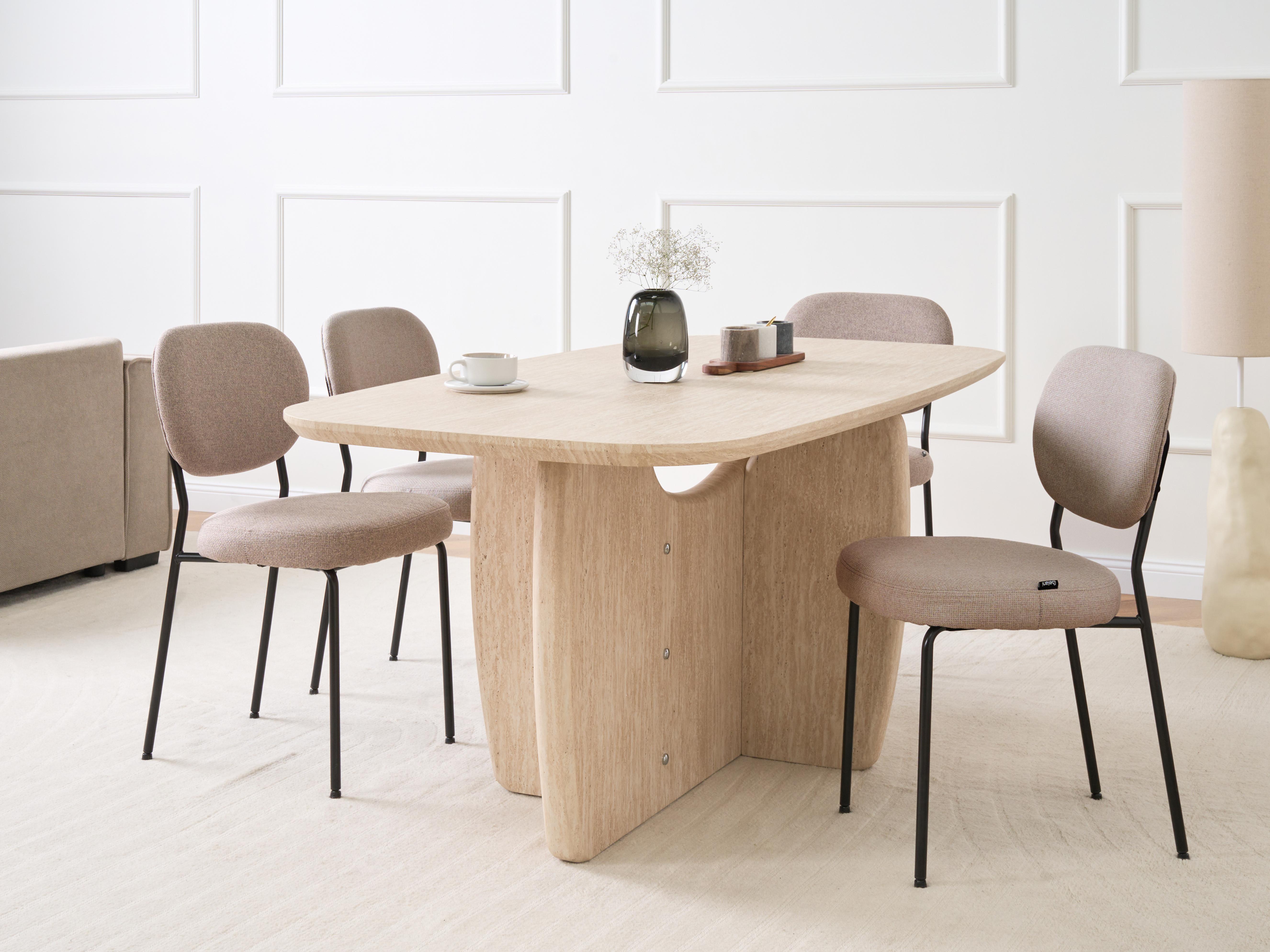 Dining Table TRAVERS Travertine Effect 180 cm 90 cm