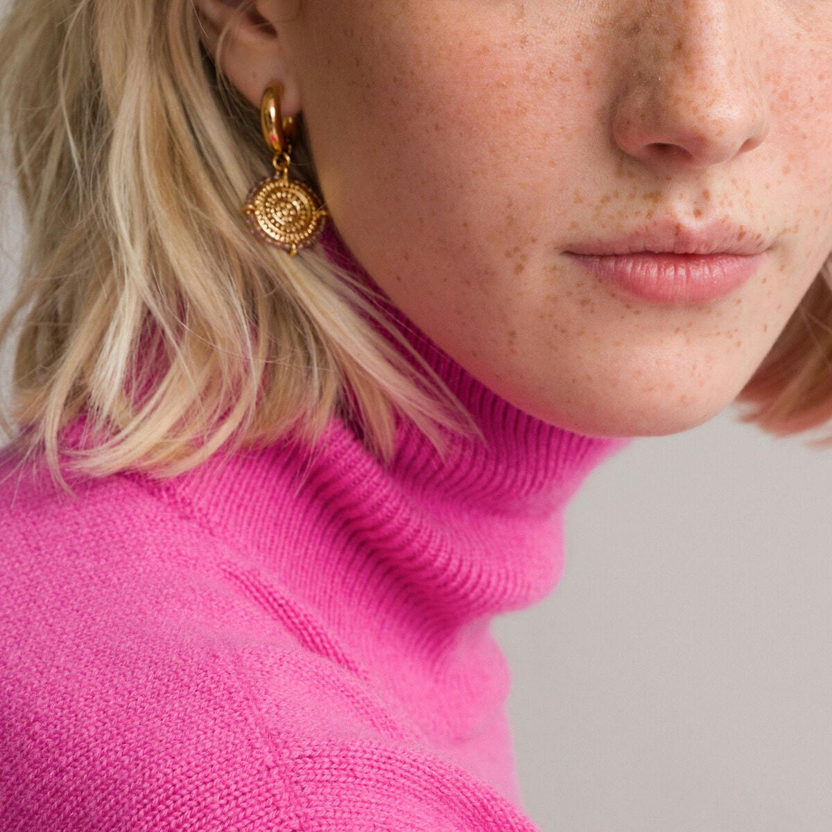Boucles d'oreilles forme pièce et perles