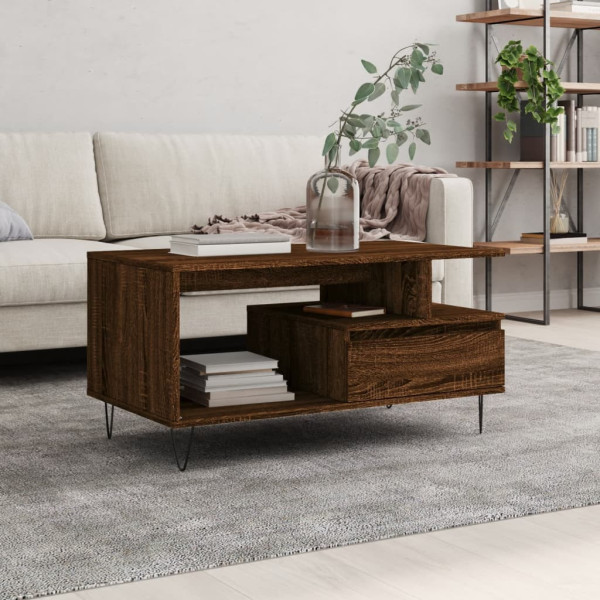 Stolik Kawowy Ława Stół Brązowy 90x49x45 Do Salonu Do Pokoju